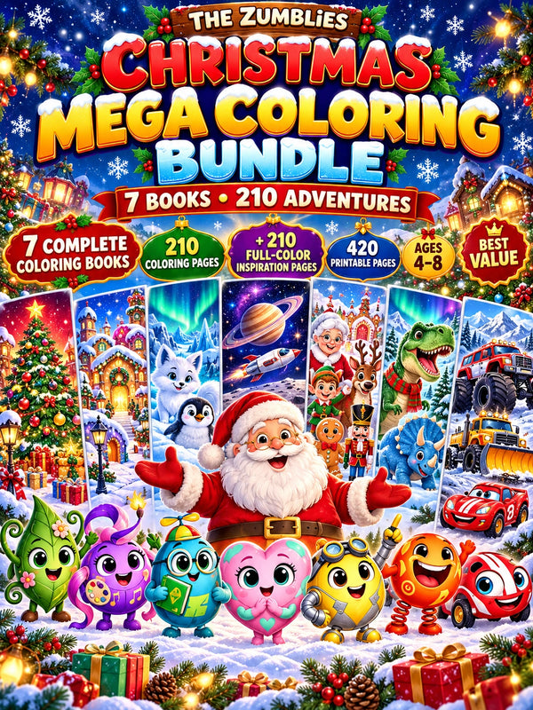 Zumblies Christmas Coloring Book Bundle – 7 Books, 210 Adventures