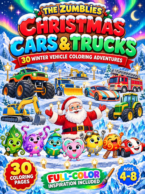 Zumblies Christmas Cars & Trucks Coloring Book for Kids